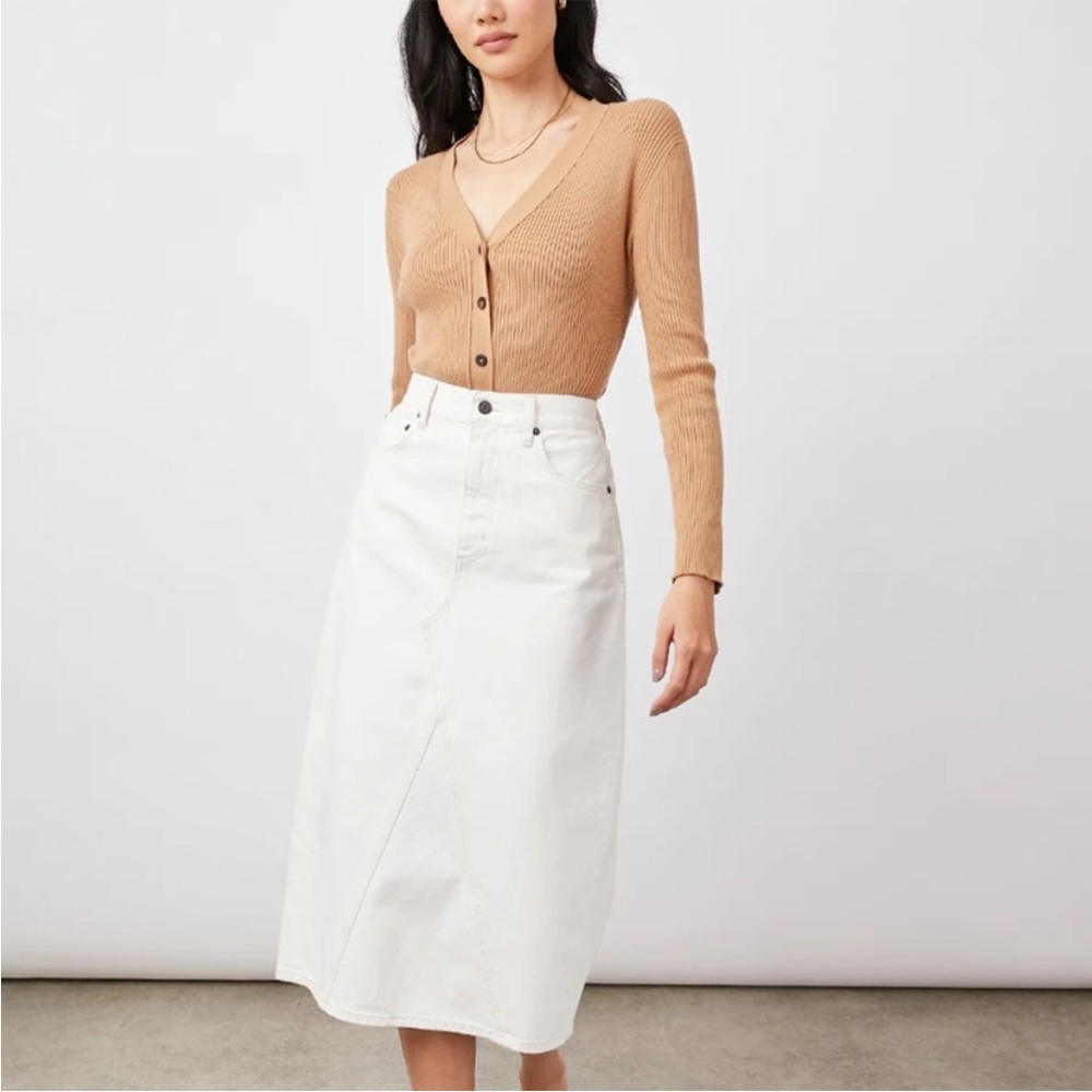 Rails Highland Denim Midi White Split Back Size 27 - image 1